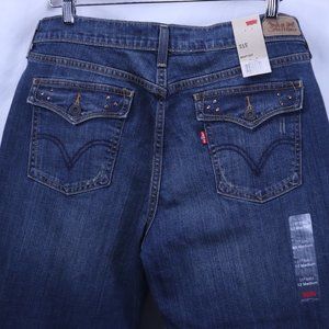 Levi 515 Womens Blue Denim Flap Pocket Mid Rise Bootcut Jeans Size 12M - NWT